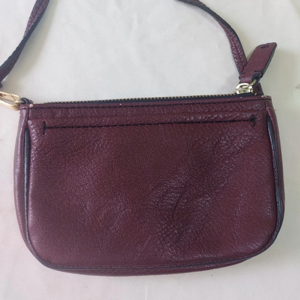 Calvin‎ Klein Burgundy Pebbled Faux Leather Wristlet Gold Hardware Bag